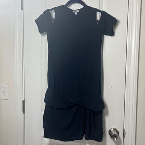 Morgane Le Fay Navy Blue XS Mini Dress with Cap sleeves and Ruffle